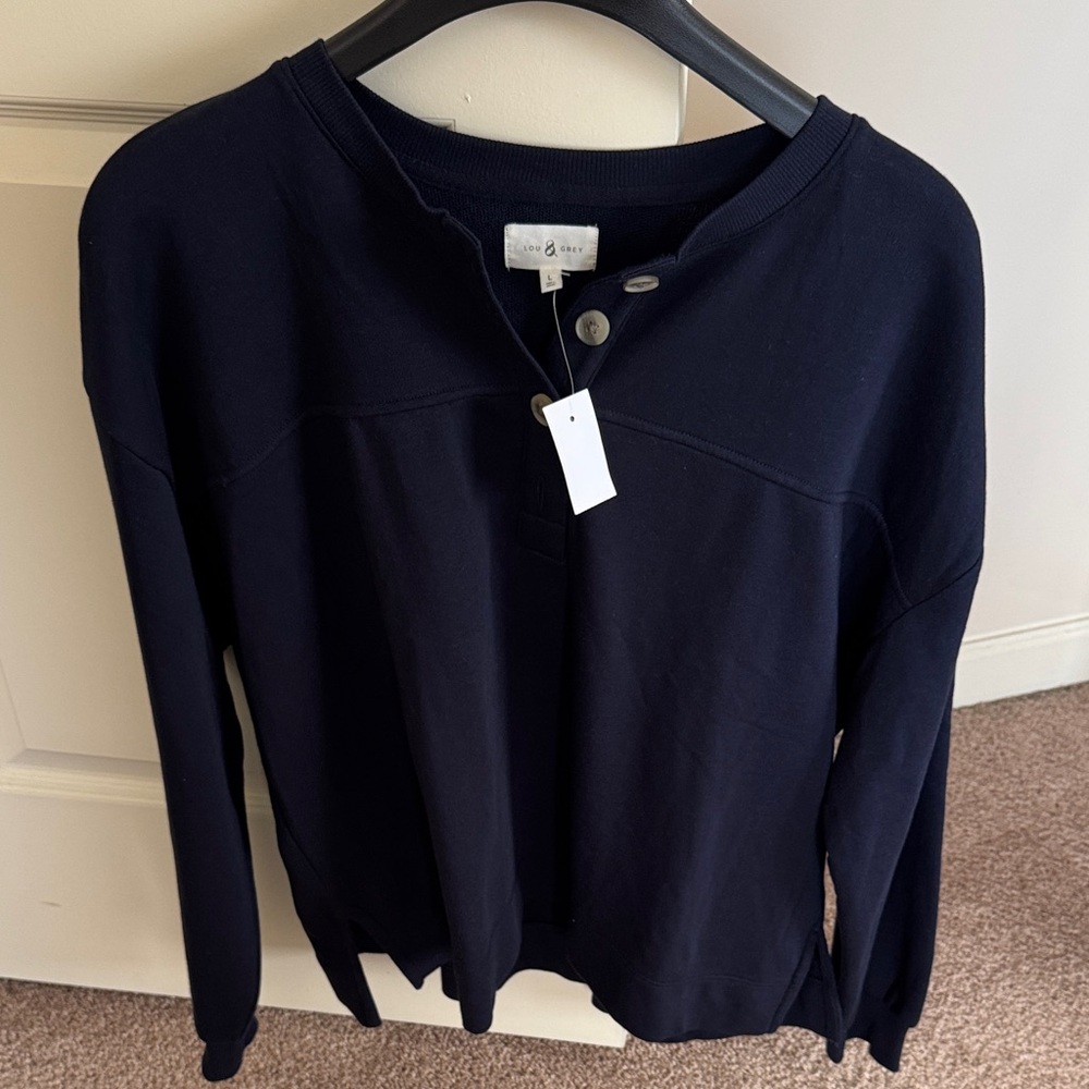LOFT Navy Long Sleeve Top NWT